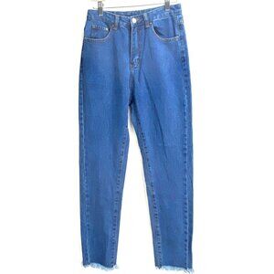 Shein High Waist Women's Raw Hem Denim Jeans Blue Size S